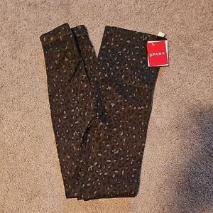 SPANX Leopard Print Leggings - Olive Green and Brown